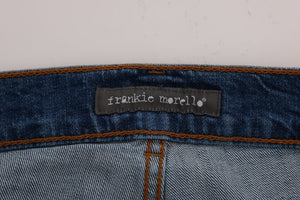 Frankie Morello Blue Wash Torn Dundee Slim Fit Jeans - DEA STILOSA MILANO