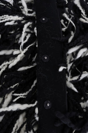 Dolce & Gabbana Black and White Fringed Wool Coat Jacket - DEA STILOSA MILANO
