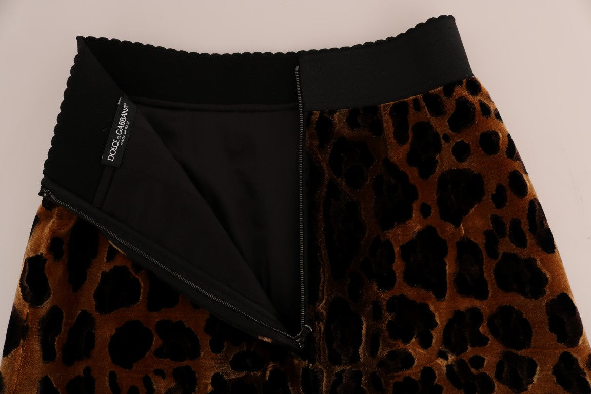 Dolce & Gabbana Brown Leopard Print Silk A-Line Skirt - DEA STILOSA MILANO