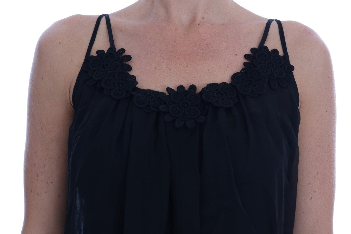 Dolce & Gabbana Black Silk Lace Chemise Dress - DEA STILOSA MILANO