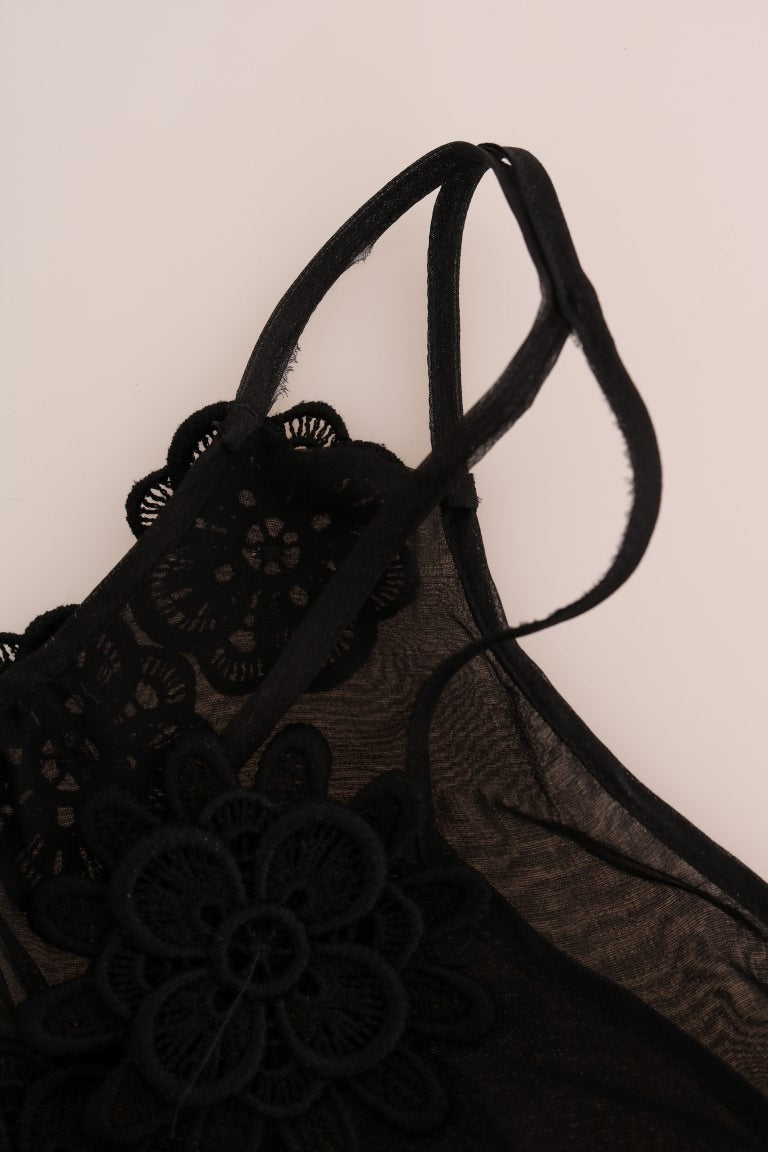 Dolce & Gabbana Black Silk Lace Chemise Dress - DEA STILOSA MILANO