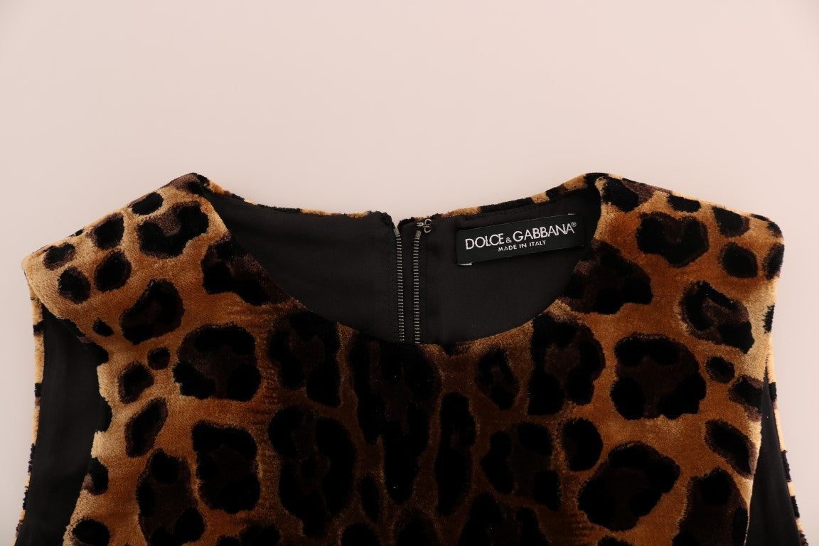 Dolce & Gabbana Brown Leopard Print Silk Sheath Dress - DEA STILOSA MILANO
