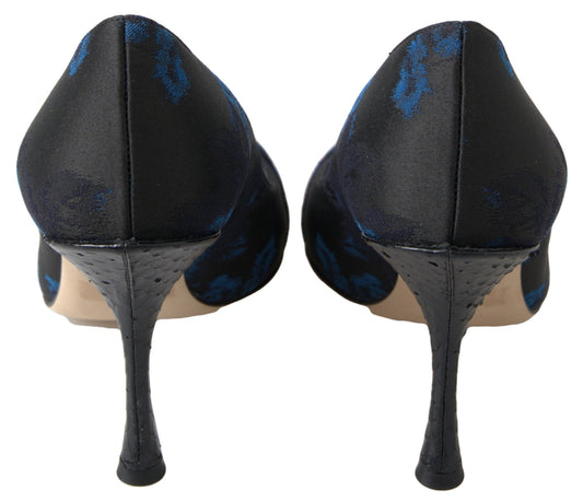 Dolce & Gabbana Blue Floral Ayers Crystal Pumps Shoes - DEA STILOSA MILANO