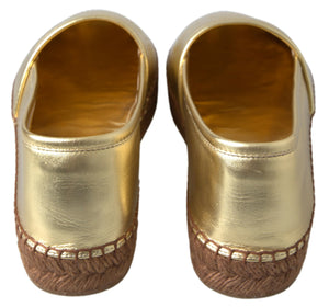 Dolce & Gabbana Gold Leather D&G Loafers Flats Espadrille Shoes - DEA STILOSA MILANO
