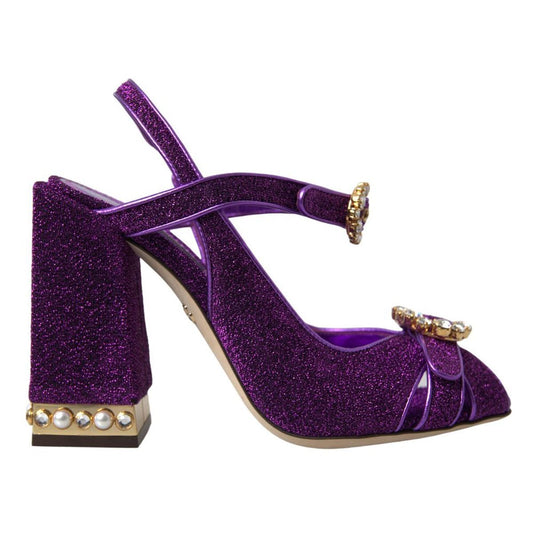 Dolce & Gabbana Purple Ankle Strap Sandals Crystal Shoes - DEA STILOSA MILANO