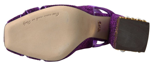 Dolce & Gabbana Purple Ankle Strap Sandals Crystal Shoes - DEA STILOSA MILANO