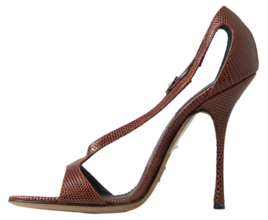 Dolce & Gabbana Brown Leather High Heels Sandals Shoes - DEA STILOSA MILANO