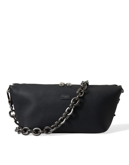 Dolce & Gabbana Black Leather Chain Strap Baguette Shoulder Bag - DEA STILOSA MILANO