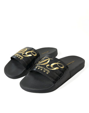 Dolce & Gabbana Black Luxury Hotel Beachwear Sandals Shoes - DEA STILOSA MILANO