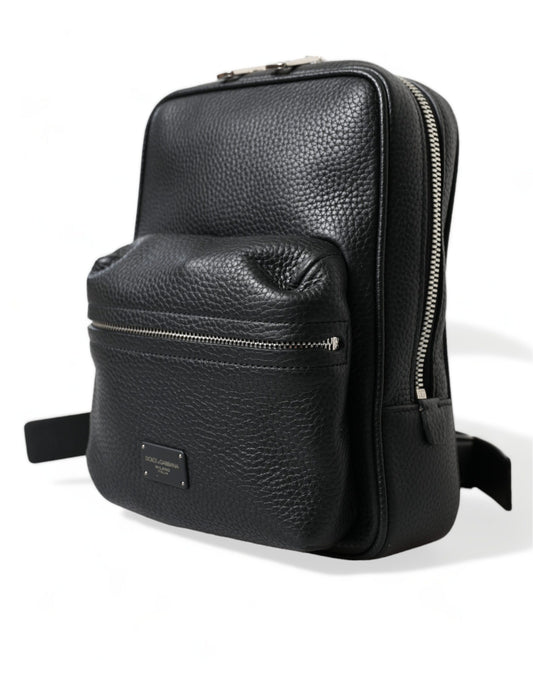 Dolce & Gabbana Black Calfskin Leather Logo Palermo Backpack Bag - DEA STILOSA MILANO