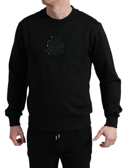 Dolce & Gabbana Black Cotton Round Neck Pullover Logo Sweater - DEA STILOSA MILANO