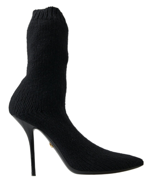 Dolce & Gabbana Black Stiletto Heel Mid Calf Women Boot Shoes - DEA STILOSA MILANO