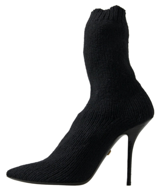 Dolce & Gabbana Black Stiletto Heel Mid Calf Women Boot Shoes - DEA STILOSA MILANO