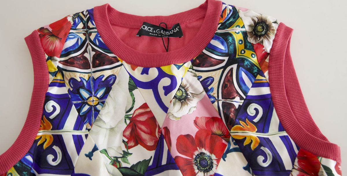 Dolce & Gabbana Multicolor Majolica Floral Crew Neck Tank Top - DEA STILOSA MILANO