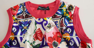 Dolce & Gabbana Multicolor Majolica Floral Crew Neck Tank Top - DEA STILOSA MILANO