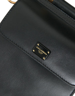 Dolce & Gabbana Black Calf Leather Logo Plaque Mini Crossbody Bag - DEA STILOSA MILANO