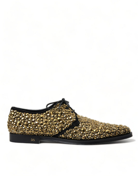 Dolce & Gabbana Black Gold Embellished Derby Dress Shoes - DEA STILOSA MILANO
