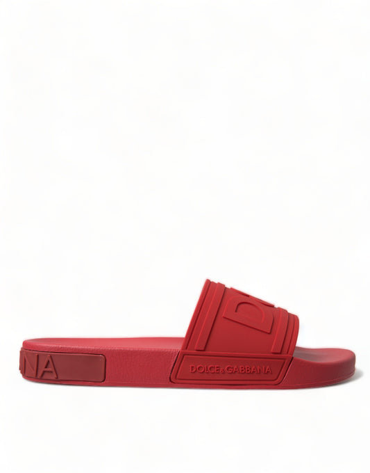 Dolce & Gabbana Red Rubber Summer Beach Slides Sandals - DEA STILOSA MILANO
