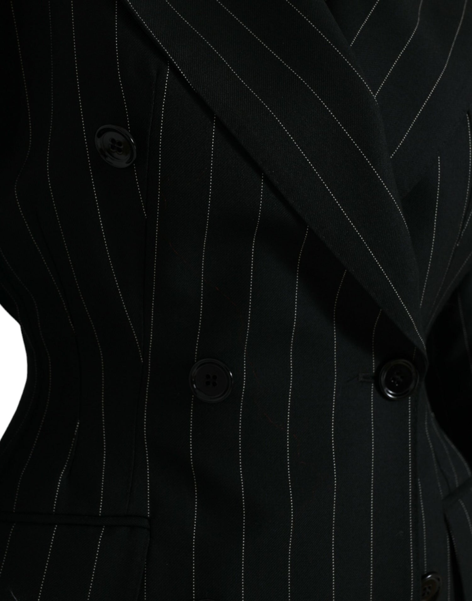 Dolce & Gabbana Black Striped Wool DoubleBreasted Coat Jacket - DEA STILOSA MILANO