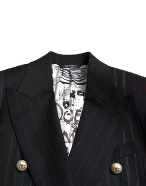 Dolce & Gabbana Black Striped SICILIA Double Breasted Jacket - DEA STILOSA MILANO