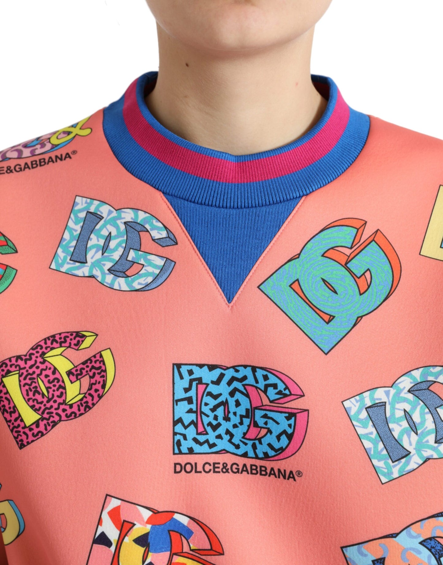 Dolce & Gabbana Salmon Pink Logo Print Sweatshirt Sweater - DEA STILOSA MILANO