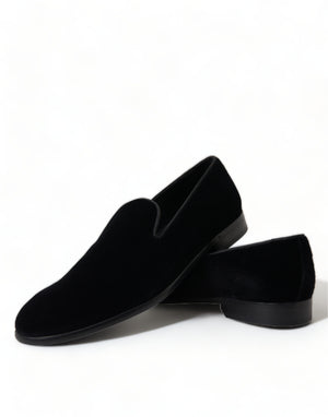 Dolce & Gabbana Black Velvet Loafers Formal Shoes - DEA STILOSA MILANO