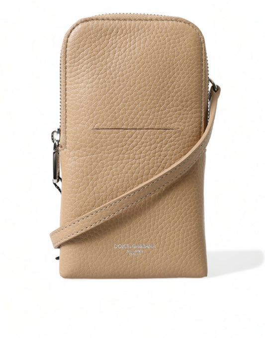Dolce & Gabbana Beige Leather Purse Crossbody Sling Phone Bag - DEA STILOSA MILANO