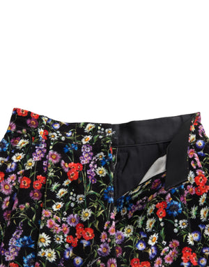 Dolce & Gabbana Black Floral High Waist Hot Pants Shorts - DEA STILOSA MILANO