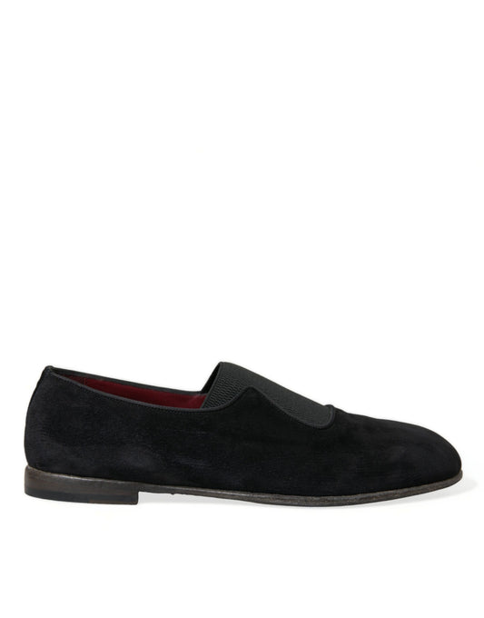 Dolce & Gabbana Black RUNWAY Velour AMALFI Loafers Shoes - DEA STILOSA MILANO