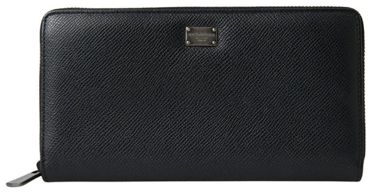 Dolce & Gabbana Black Leather Zip Around Continental Men Wallet - DEA STILOSA MILANO
