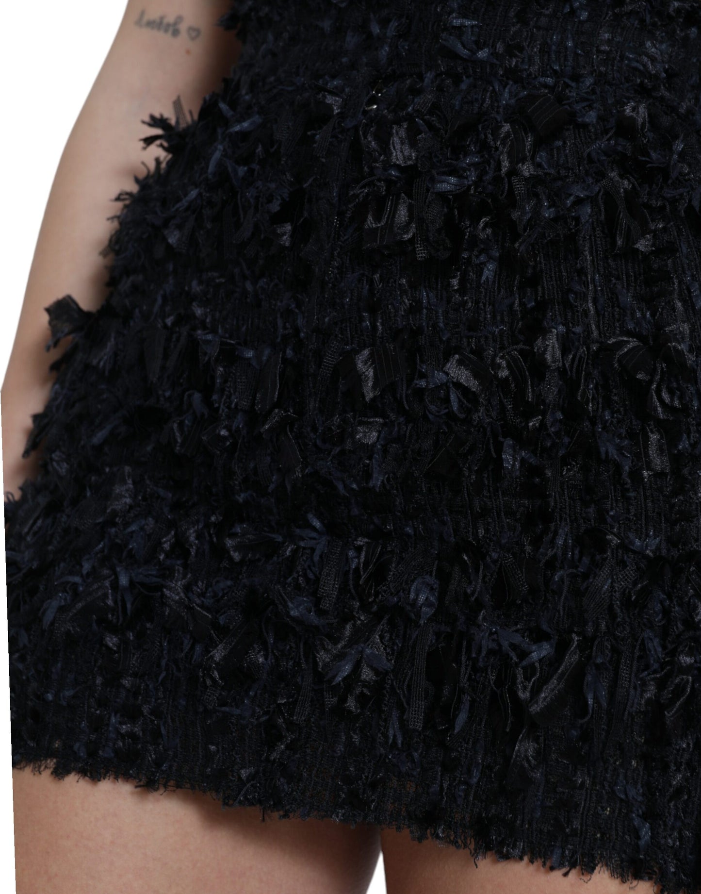 Dolce & Gabbana Black Nylon Textured High Waist Mini Skirt - DEA STILOSA MILANO