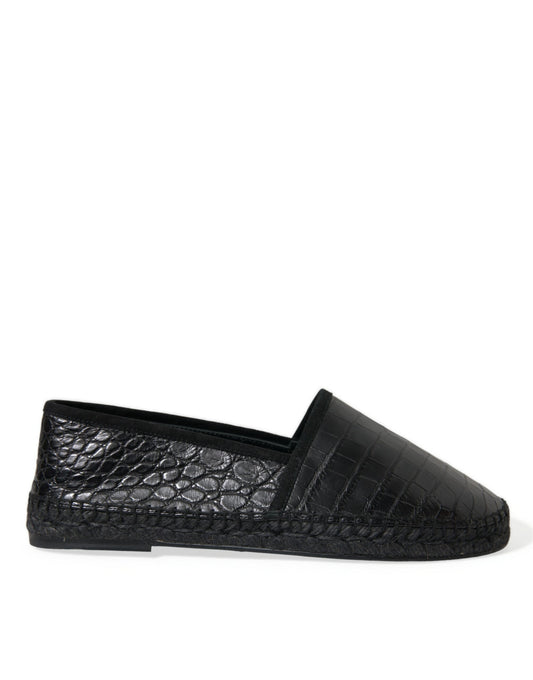 Dolce & Gabbana Black Exotic Leather Espadrilles Slip On Shoes - DEA STILOSA MILANO