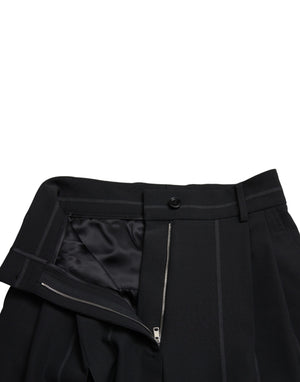 Dolce & Gabbana Black High Waist Front Slit Wide Leg Pants - DEA STILOSA MILANO