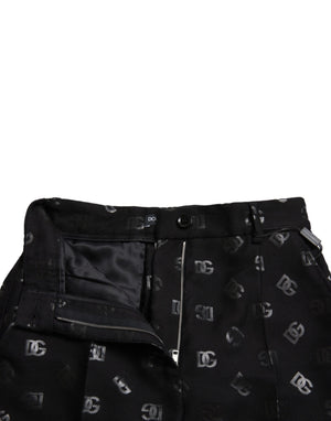 Dolce & Gabbana Black Wool DG Logo High Waist Straight Pants - DEA STILOSA MILANO