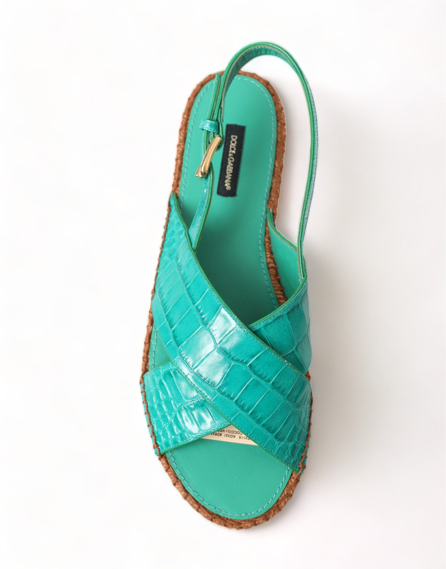Dolce & Gabbana Green Leather Platform Espadrille Sandal Shoes - DEA STILOSA MILANO