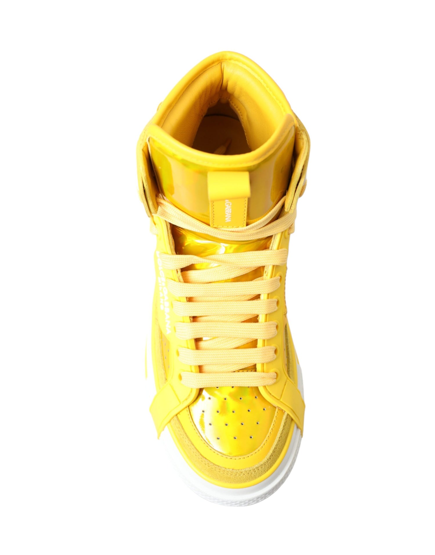 Dolce & Gabbana Yellow White Leather High Top Sneakers Shoes - DEA STILOSA MILANO