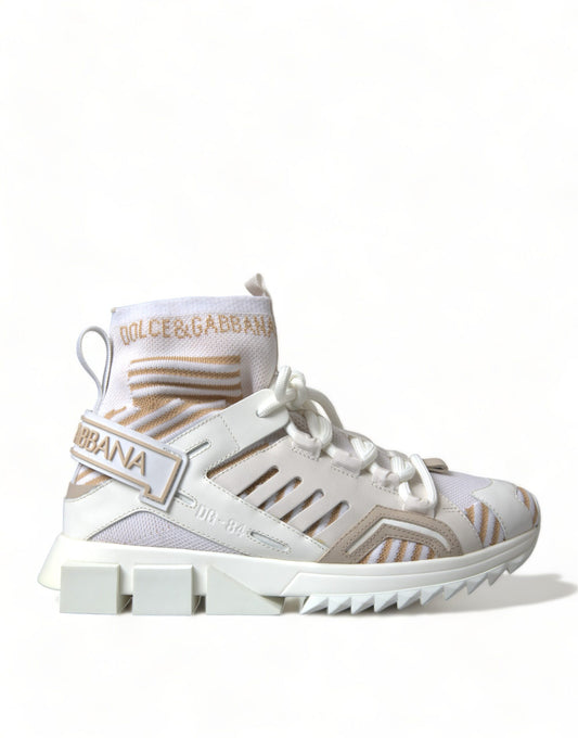 Dolce & Gabbana White Beige Sorrento Socks Sneakers Shoes - DEA STILOSA MILANO