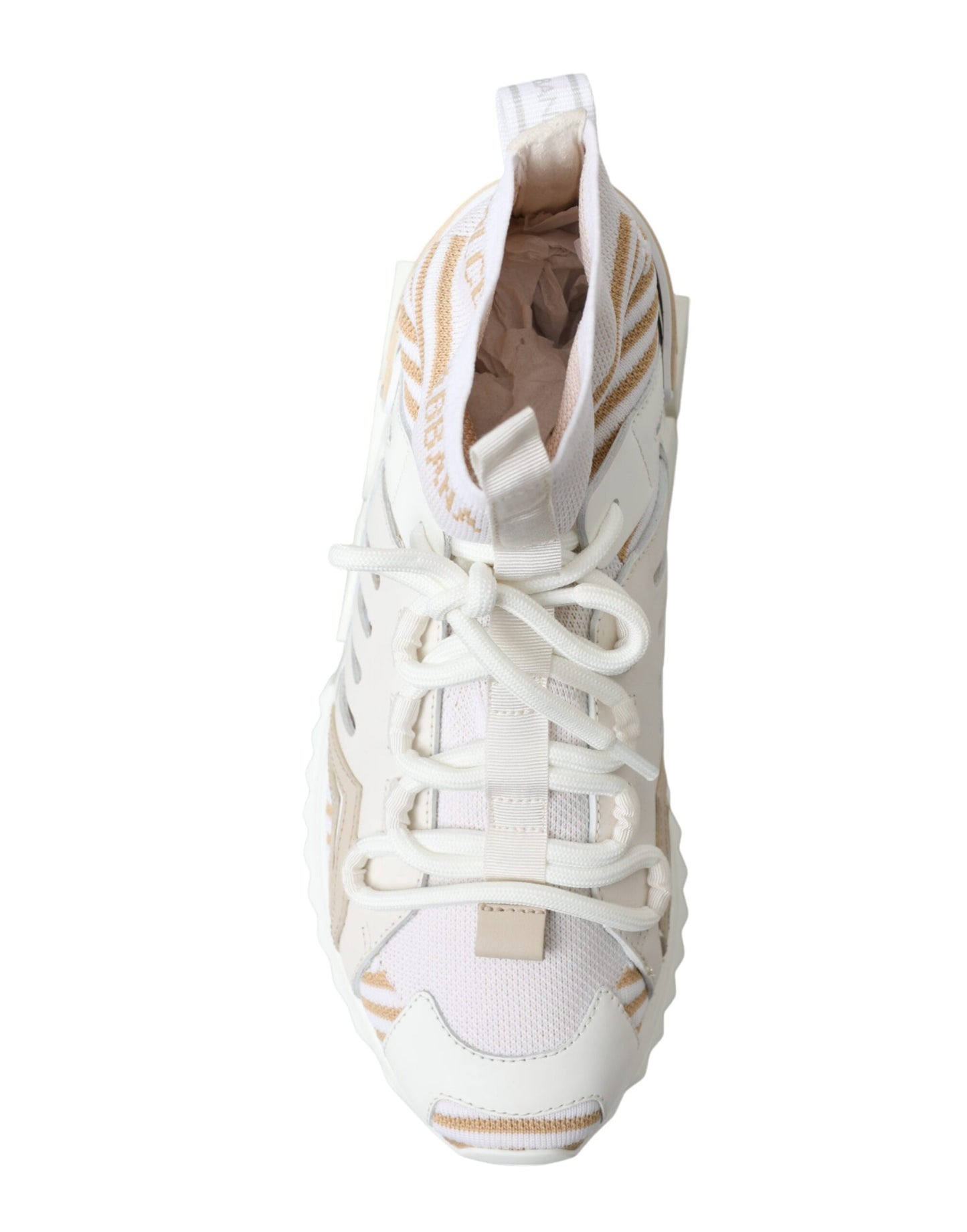 Dolce & Gabbana White Beige Sorrento Socks Sneakers Shoes - DEA STILOSA MILANO