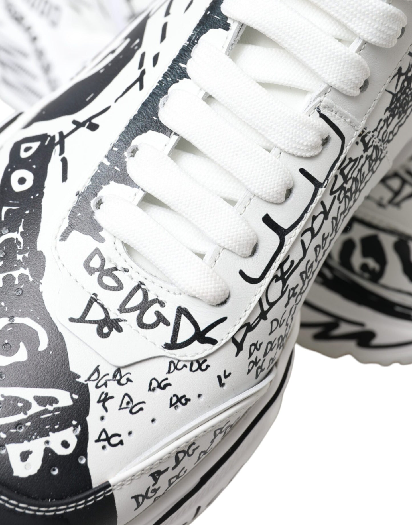 Dolce & Gabbana White Black Graffiti Daymaster Sneakers Shoes - DEA STILOSA MILANO