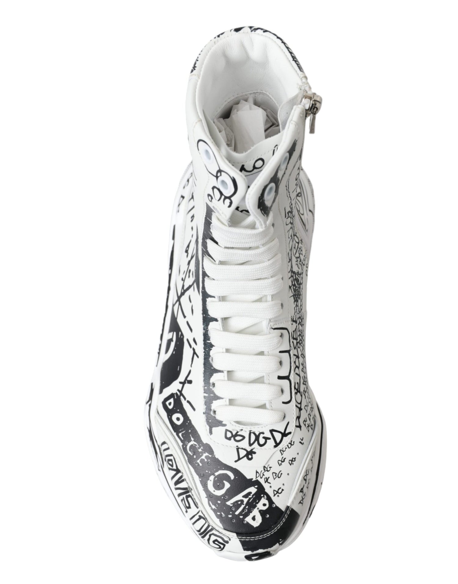 Dolce & Gabbana White Black Graffiti Daymaster Sneakers Shoes - DEA STILOSA MILANO