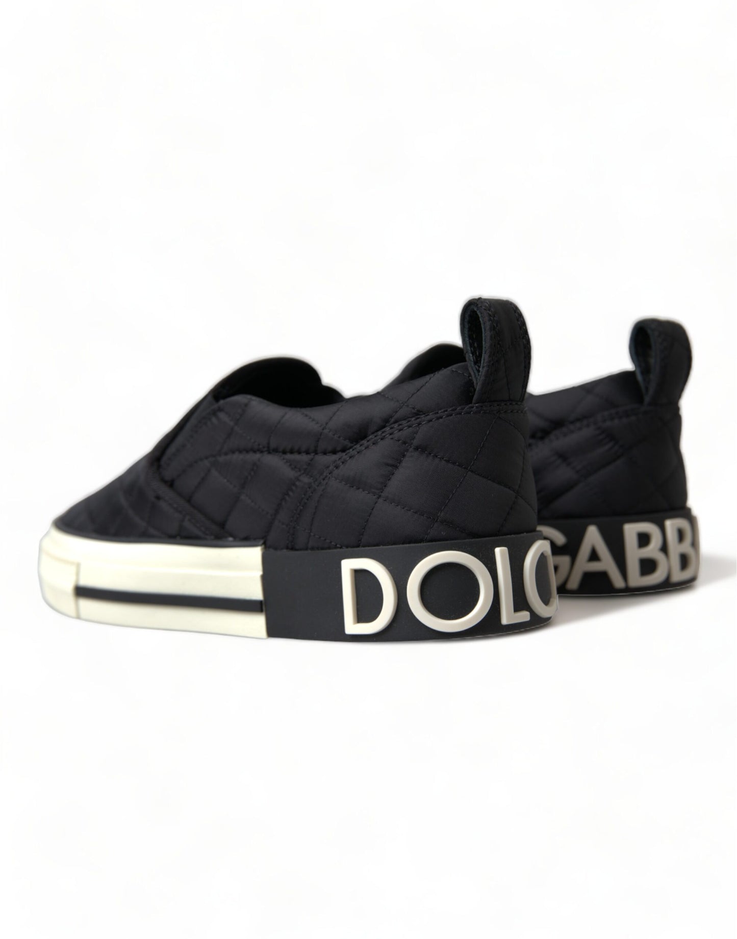 Dolce & Gabbana Black Quilted Slip On Low Top Sneakers Shoes - DEA STILOSA MILANO