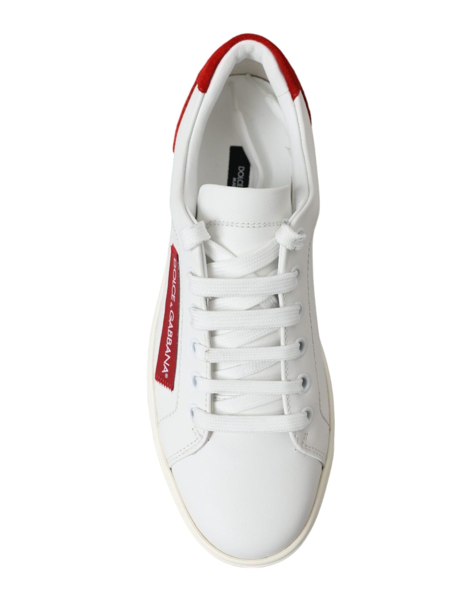 Dolce & Gabbana White Red Leather Low Top Sneakers Shoes - DEA STILOSA MILANO