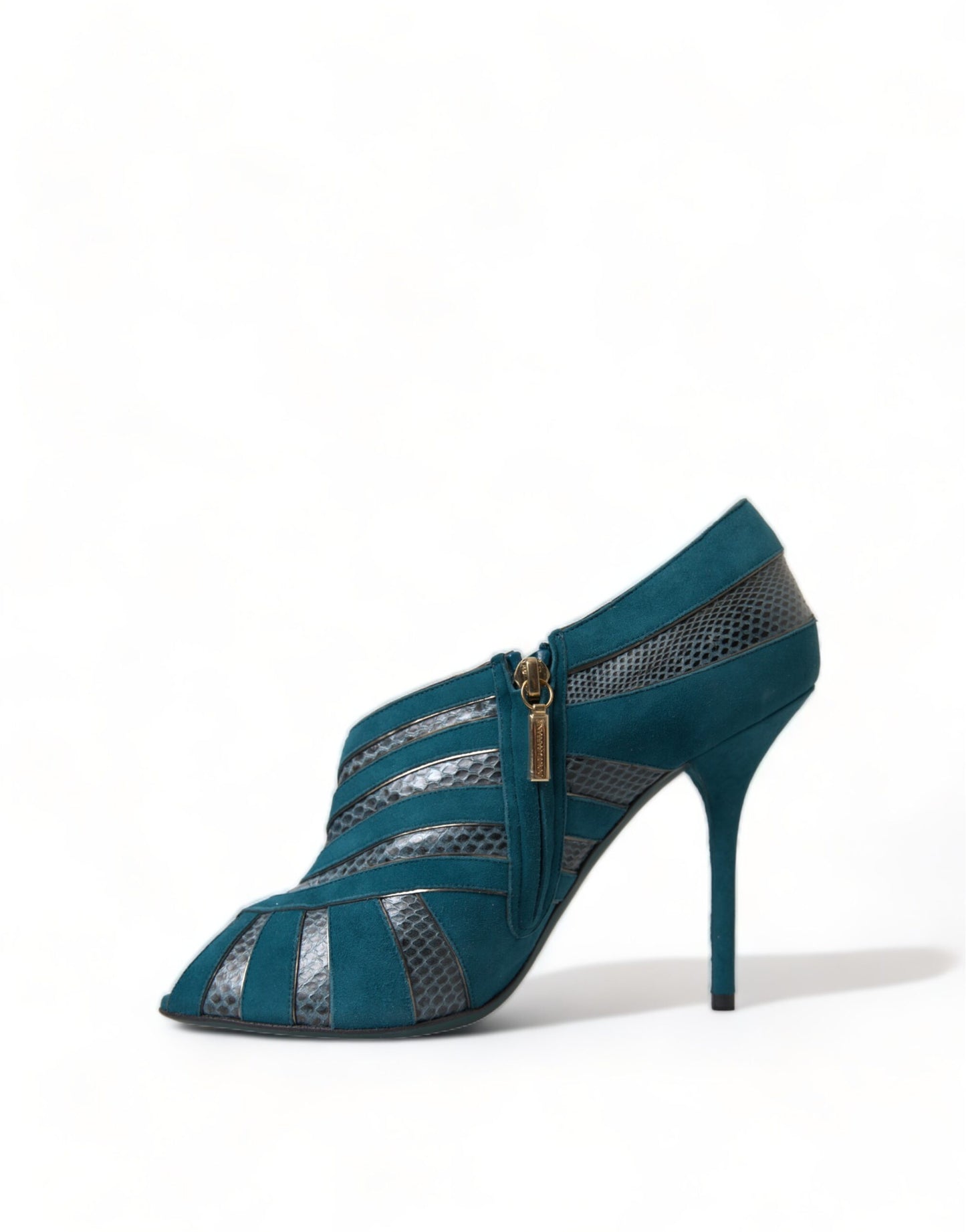 Dolce & Gabbana Teal Suede Leather Peep Toe Heels Pumps Shoes - DEA STILOSA MILANO