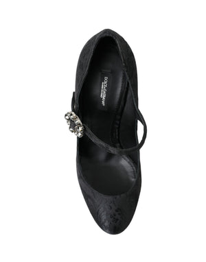 Dolce & Gabbana Black Brocade Mary Janes Heels Pumps Shoes - DEA STILOSA MILANO