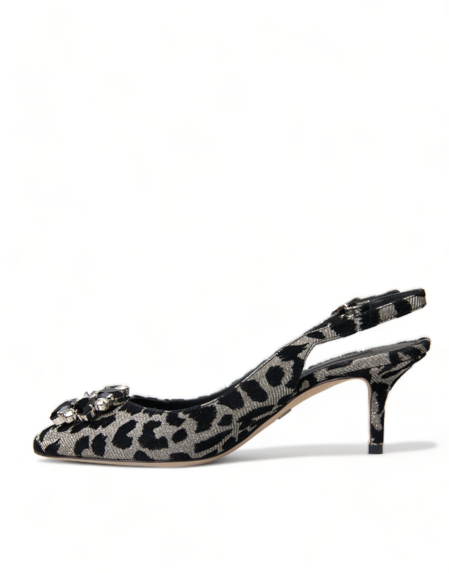 Dolce & Gabbana Silver Leopard Crystal Slingback Pumps Shoes - DEA STILOSA MILANO