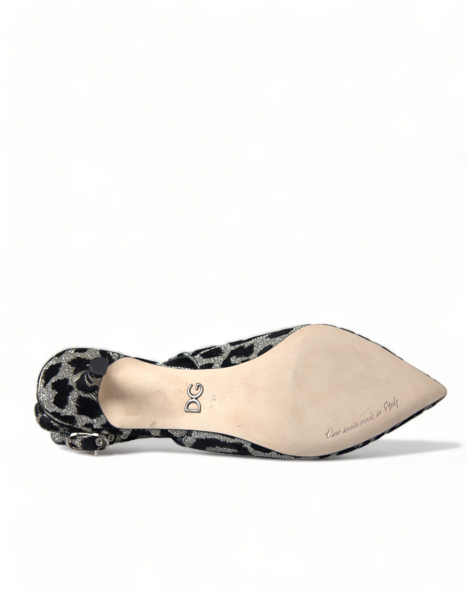Dolce & Gabbana Silver Leopard Crystal Slingback Pumps Shoes - DEA STILOSA MILANO