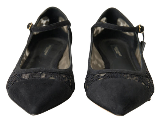 Dolce & Gabbana Black Lace Loafers Ballerina Flats Shoes - DEA STILOSA MILANO