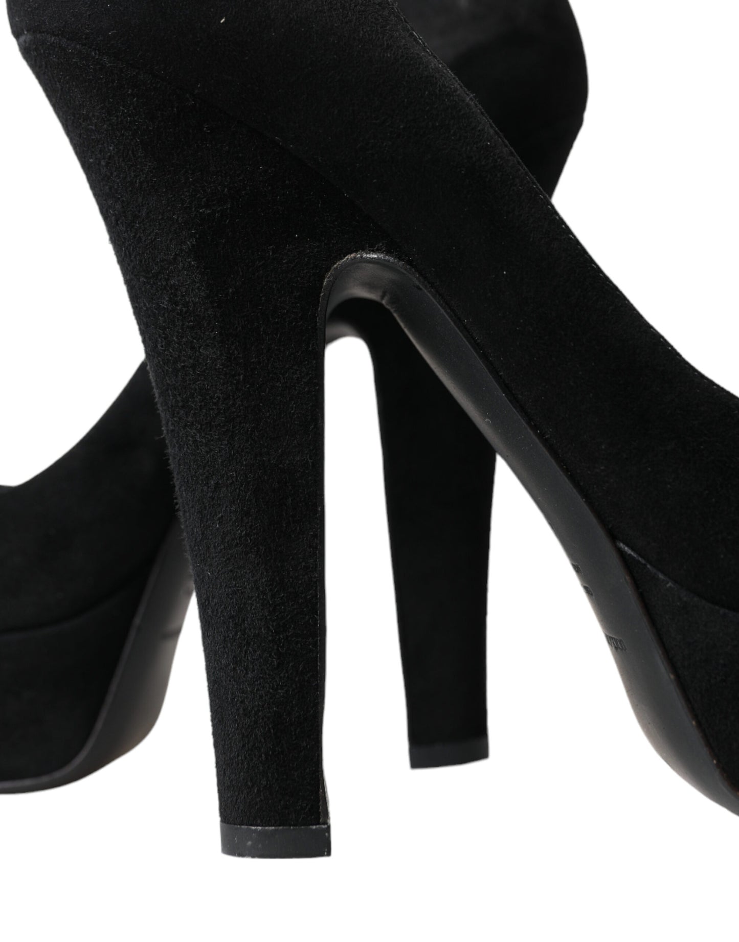 Dolce & Gabbana Black Suede Leather Platform Heel Pumps Shoes - DEA STILOSA MILANO