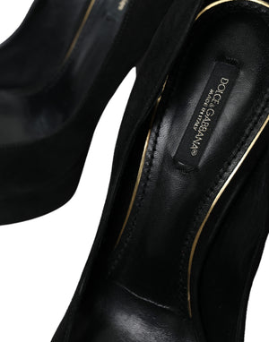 Dolce & Gabbana Black Suede Leather Platform Heel Pumps Shoes - DEA STILOSA MILANO