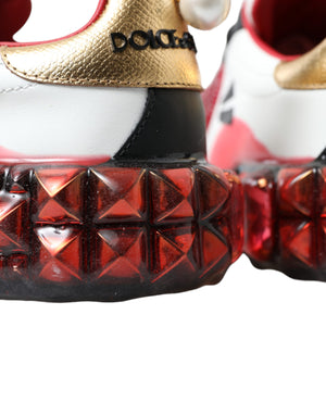 Dolce & Gabbana White Red Crystals Portofino Sneakers Women Shoes - DEA STILOSA MILANO